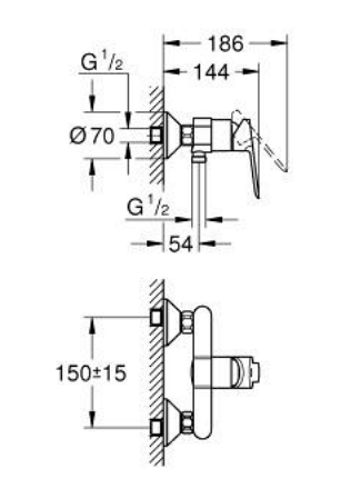 Grohe 23636000 Bauedge Shower Mixer