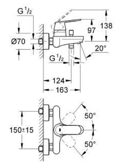 Grohe 32831AL0 Eurosmart Cosmopolitan shower mixer