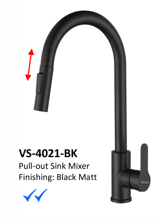 Nobel 4021-BK Pull Out Kitchen Tap