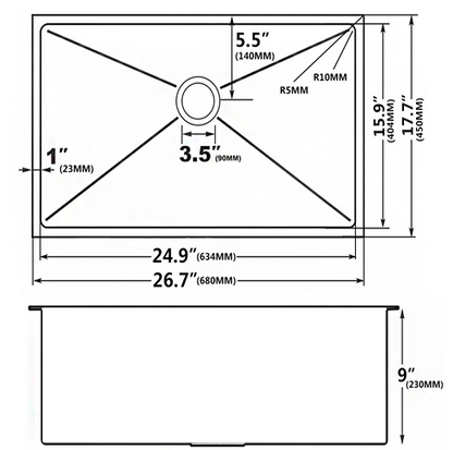 NTL-K6845-GM 68CM Nano Kitchen Sink