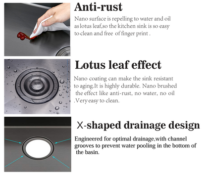 NTL-K6845-GM 68CM Nano Kitchen Sink