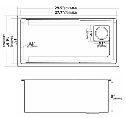 NTL-K7543-GM 68CM Nano Gun Metal Kitchen Sink