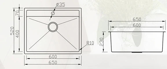Esfera Embossed 65cm Sink