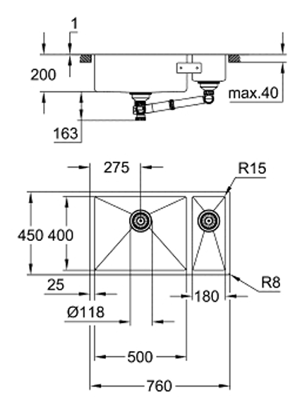 Grohe K700U 76CM SUS304 Undermount Sink (31575SD1)
