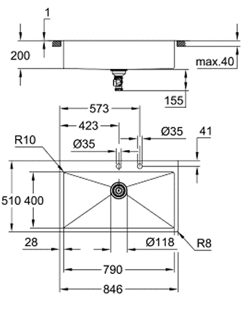 Grohe K800 84CM SUS304 Top Mount Sink (31584SD1)