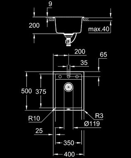Grohe K700 40CM Top Mount Sink (31650AP0)