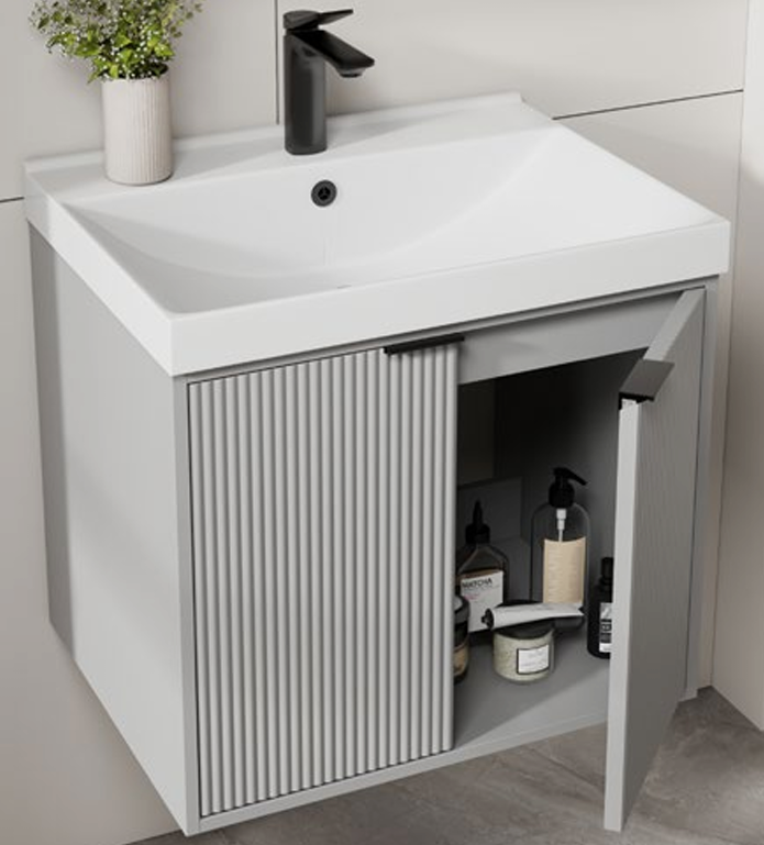 Dusche 2006104FGY 60cm Basin Cabinet (Fluted Matt Grey)