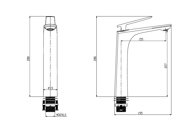 Vera DL.200.108GM Tall Mixer Tap