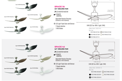Mistral Space Black With Light Ceiling Fan