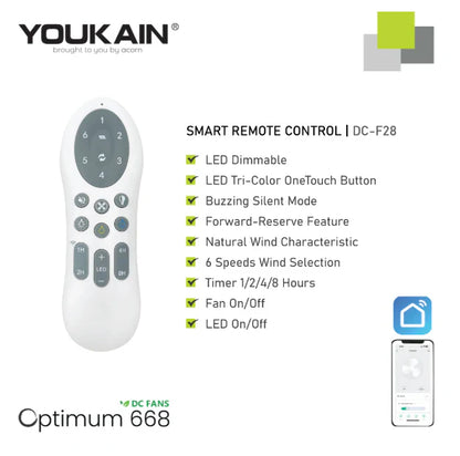 Youkain YJ-668 Black + Dark Wood No Light Ceiling Fan
