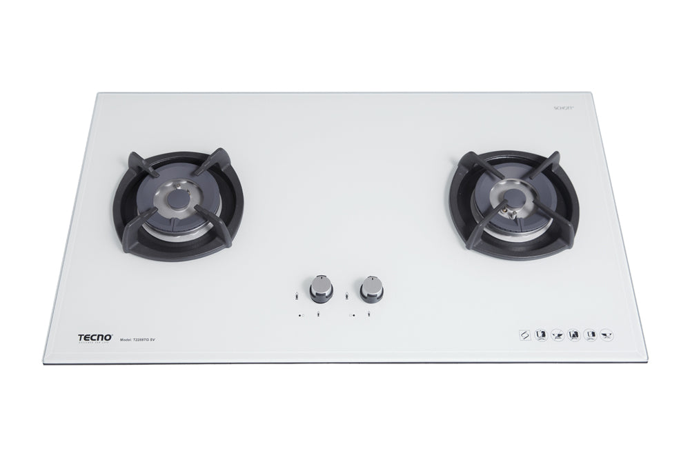 Tecno 2-Burner 88cm Glass Cooker Hob with Inferno Wok Burner Technology