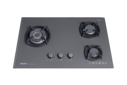 Tecno 75cm 3-Burner Glass Cooker Hob with Inferno Wok Burner Technology