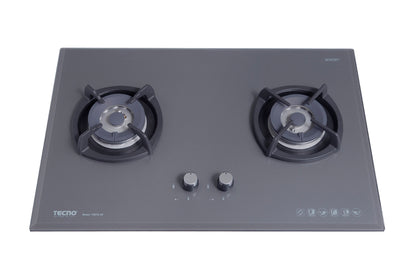 Tecno 2-Burner 75cm Glass Hob with Inferno Wok Burner Technology