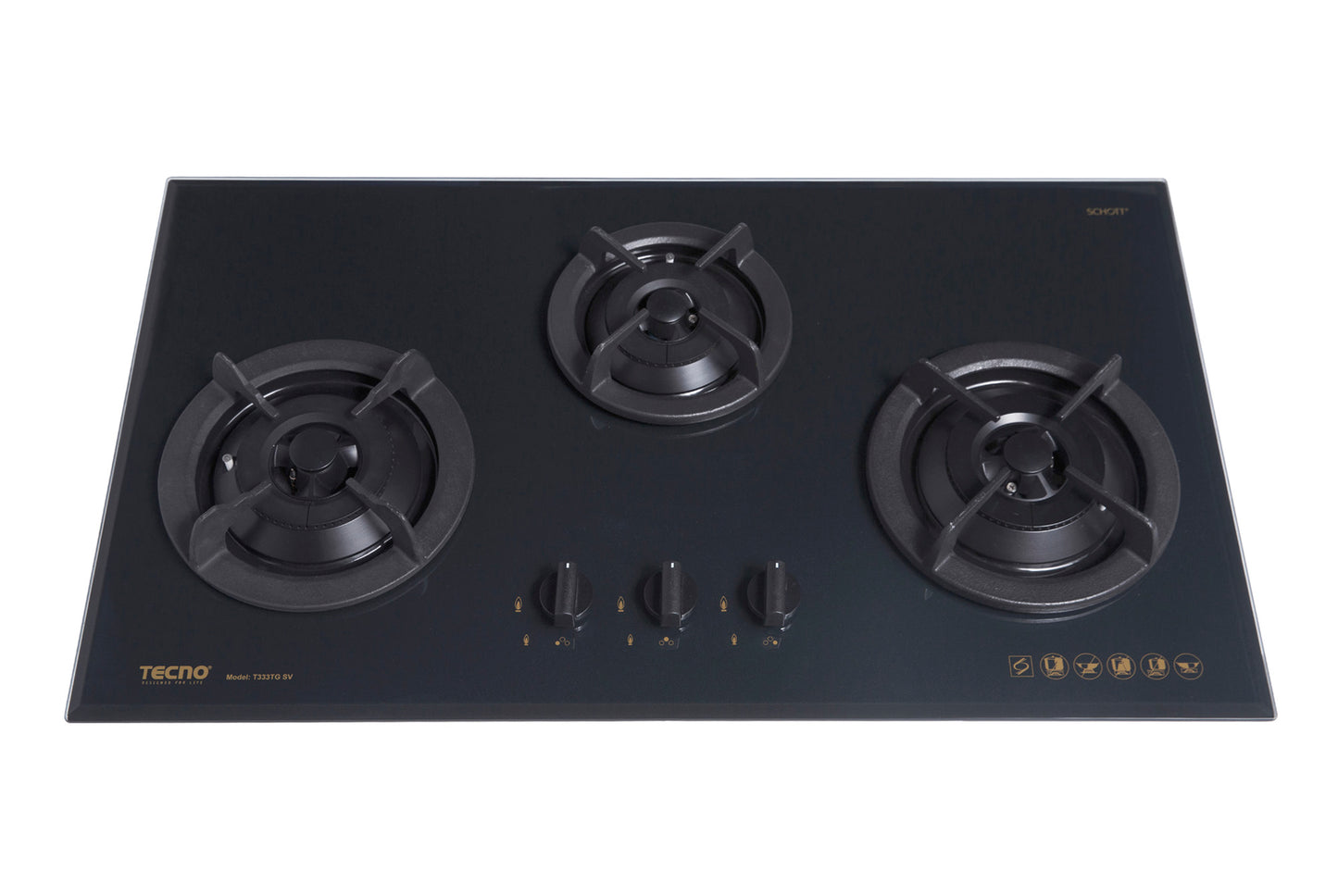 Tecno 3-Burner 86cm Tempered Glass Cooker Hob