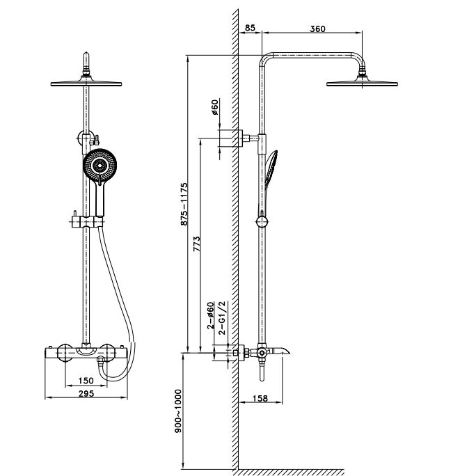 Rigel TSME14418T Thermostatic Rainshower System (Available in 4 colours)