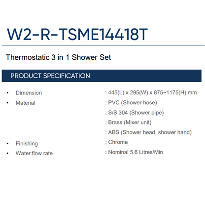Rigel TSME14418T Thermostatic Rainshower System (Available in 4 colours)
