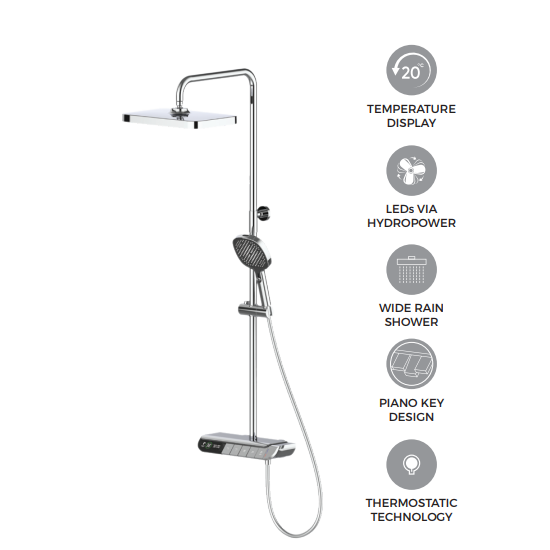 Rigel TSME2031 Piano-Series Rainshower System (Available in 3 colours)