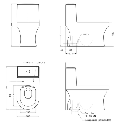 Rigel 8007FA One-Piece Toilet Bowl (Whirlwash Flush)