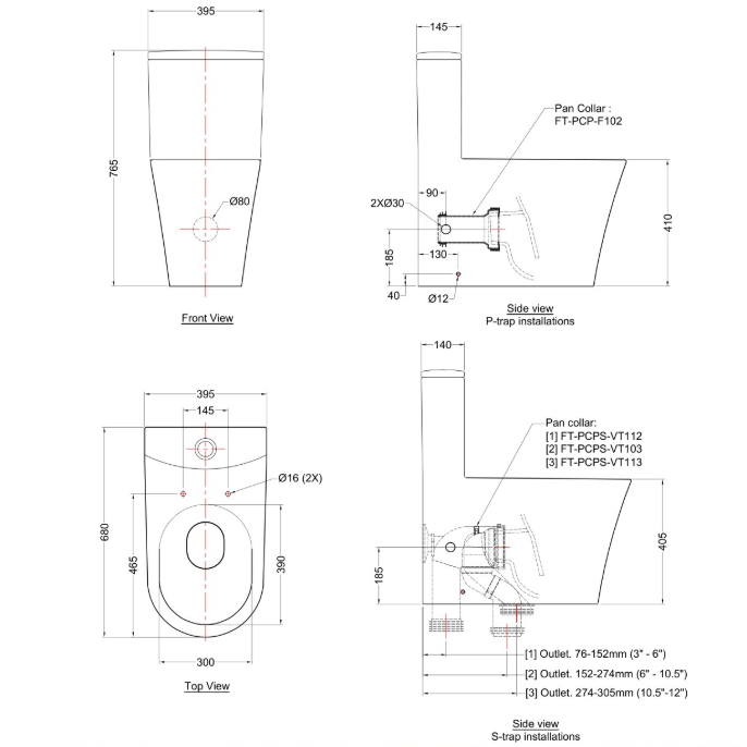 Rigel WO9032F One-Piece Toilet Bowl (Whirlwash Flush)