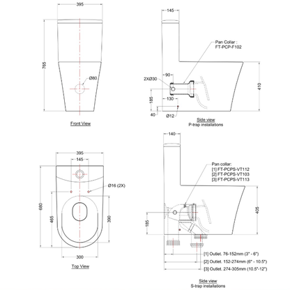 Rigel WO9032F One-Piece Toilet Bowl (Whirlwash Flush)