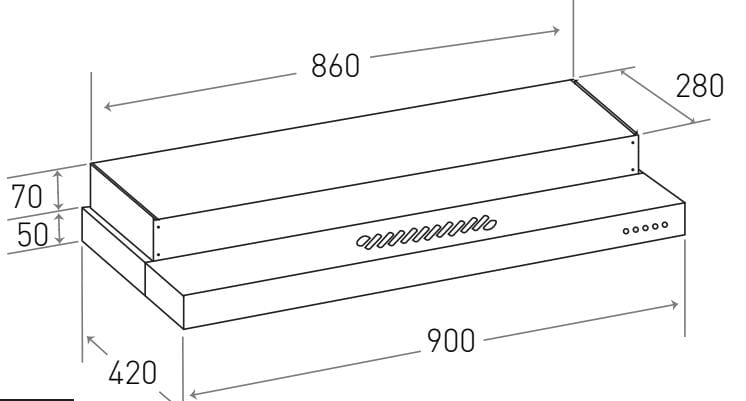 Mayer MMSI900LEDHS 90cm Semi-Integrated Slimline Cooker Hood