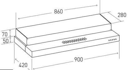 Mayer MMSI900LEDHS 90cm Semi-Integrated Slimline Cooker Hood