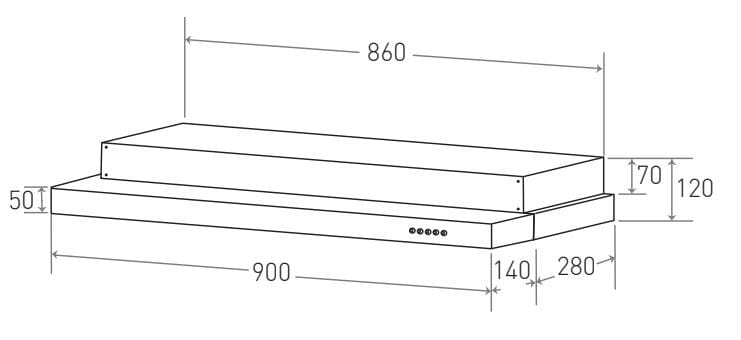 Mayer MMSI9030T 90cm Semi-Integrated Hood With Oil Tray
