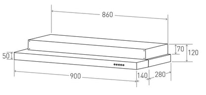 Mayer MMSI9030T 90cm Semi-Integrated Hood With Oil Tray