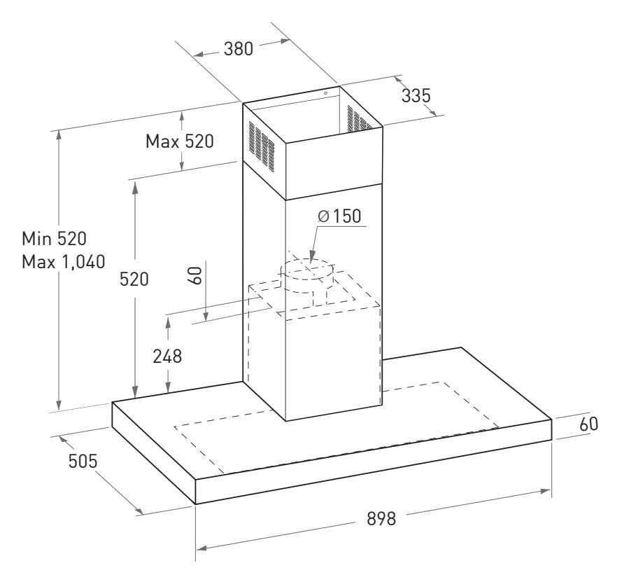 Mayer MMBCH900I 90cm Chimney Cooker Hood