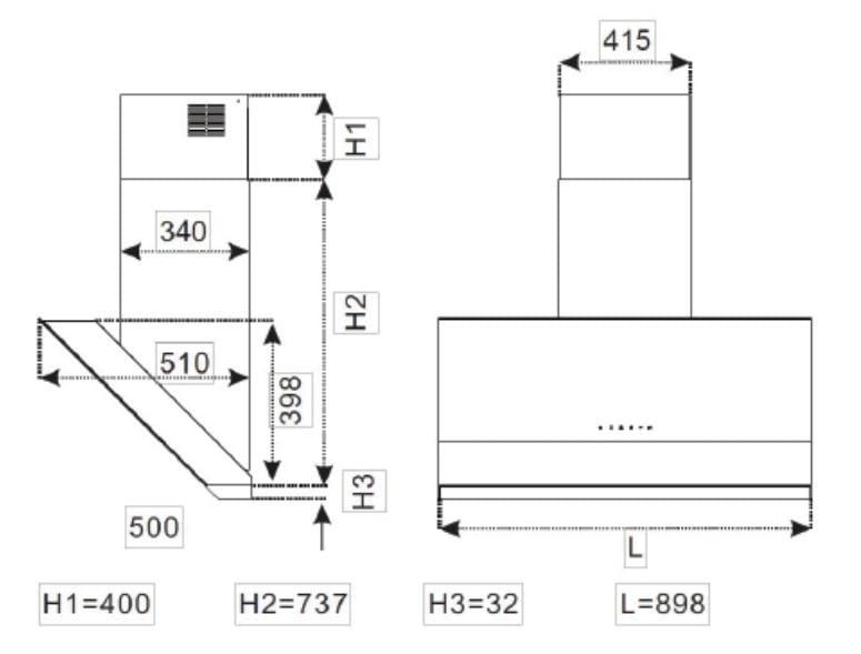 Mayer MMSH8099-L Angled Chimney Hood