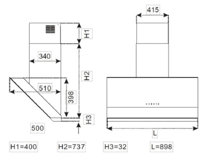 Mayer MMSH8099-L Angled Chimney Hood