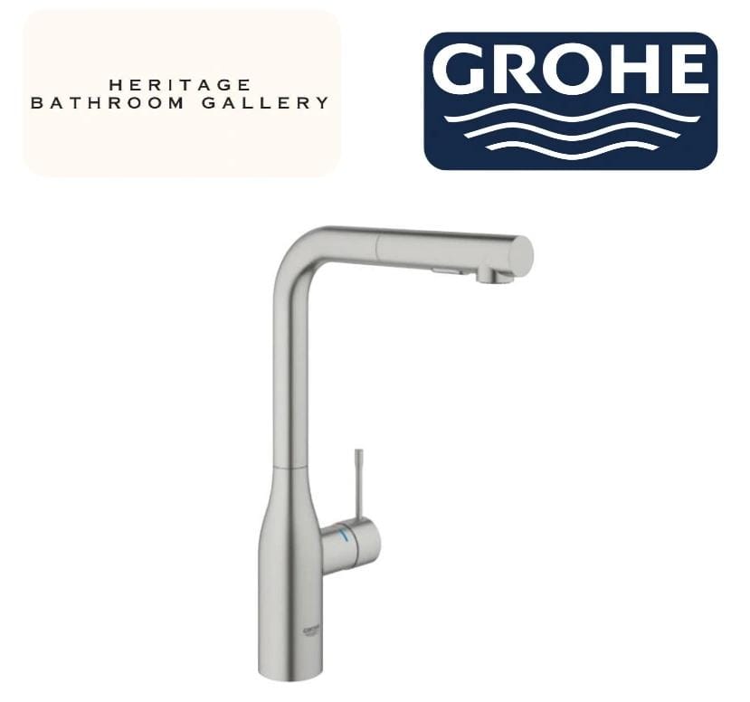 Grohe 30270DC0 Essence L-Spout SuperSteel Pull-Out Sink Mixer
