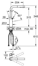 Grohe 30270000 Essence L-Spout Pull-Out Sink Mixer