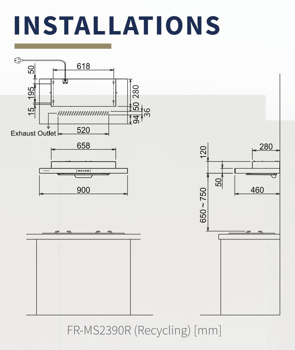 Fujioh FR-MS2390R Cooker-Hood 900mm (RECYCLING ONLY)
