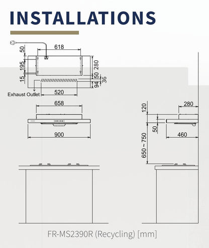 Fujioh FR-MS2390R Cooker-Hood 900mm (RECYCLING ONLY)