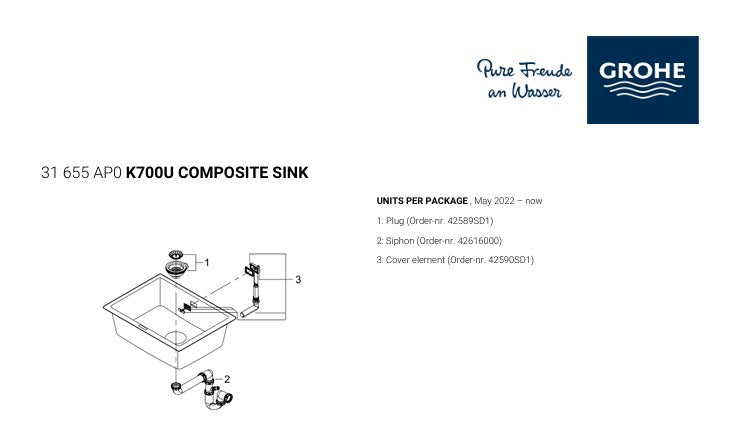 GROHE K700U 61CM Undermount Sink (31655AP0)