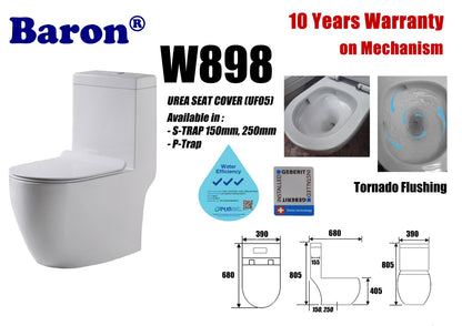 Baron W898 One Piece Toilet Bowl (Tornado Flush)