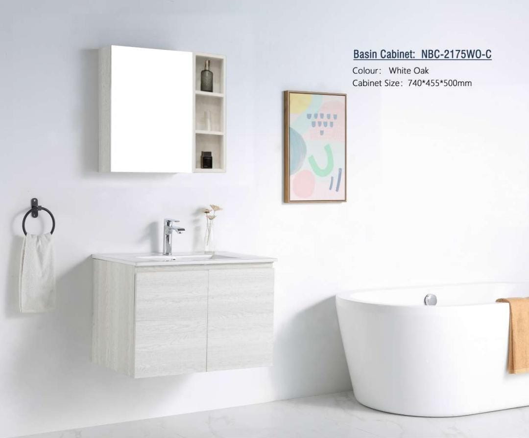 Nexus 65cm Mirror Cabinet (White Oak)
