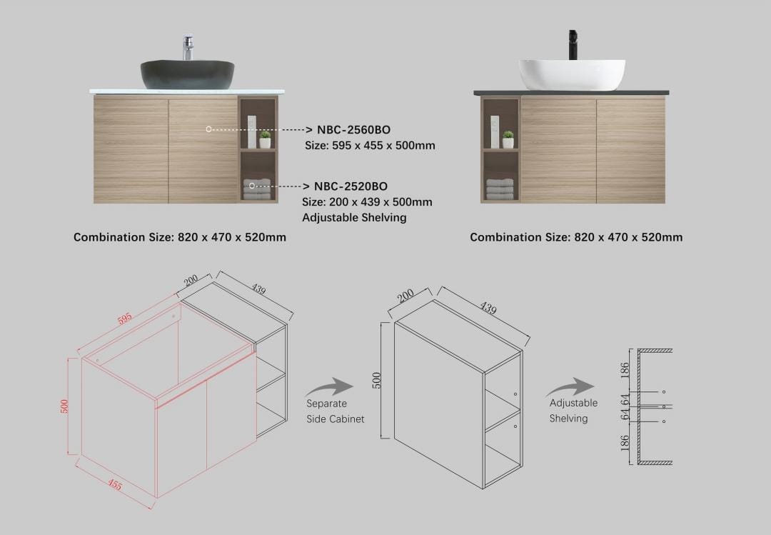 Nexus 80cm Basin Cabinet (Beige Oak)