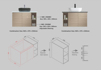Nexus 80cm Basin Cabinet (Beige Oak)