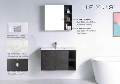 Nexus 80cm Basin Cabinet (Cloudy Black)