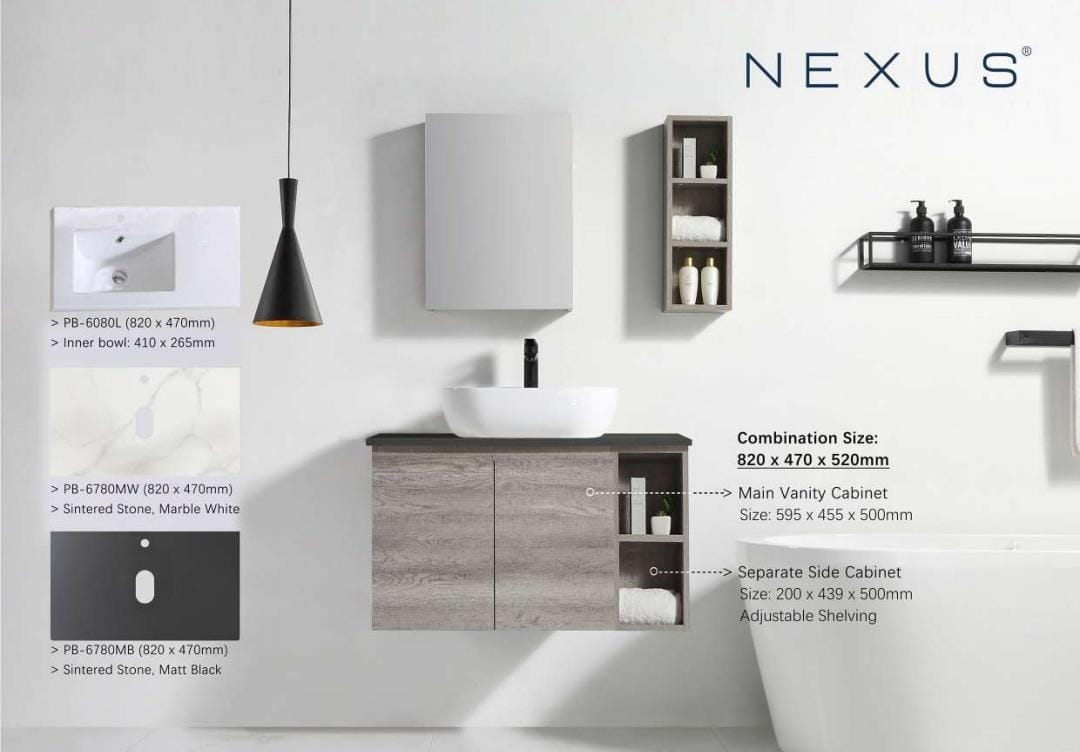 Nexus 80cm Basin Cabinet (Grey Linen)