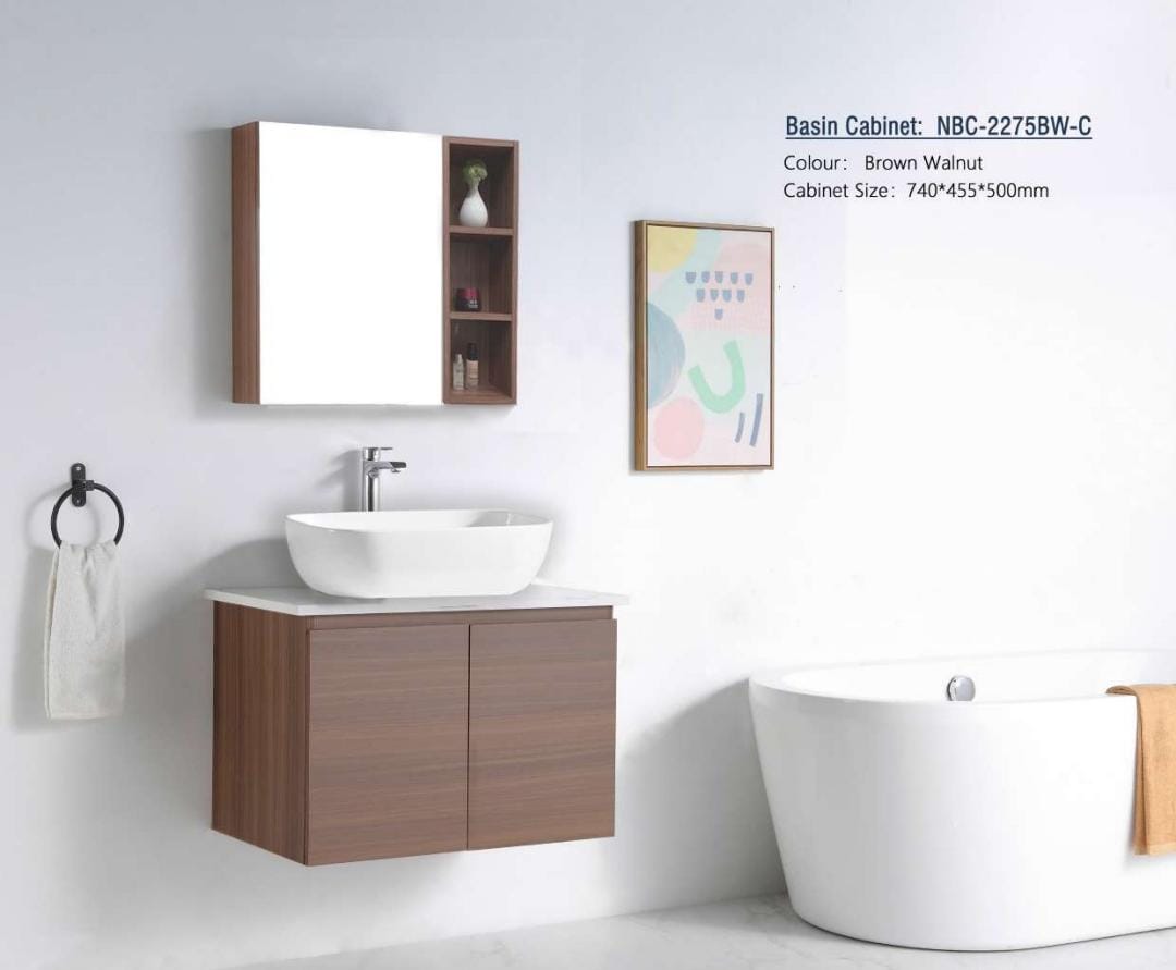 Nexus 75cm Basin Cabinet (Brown Walnut)