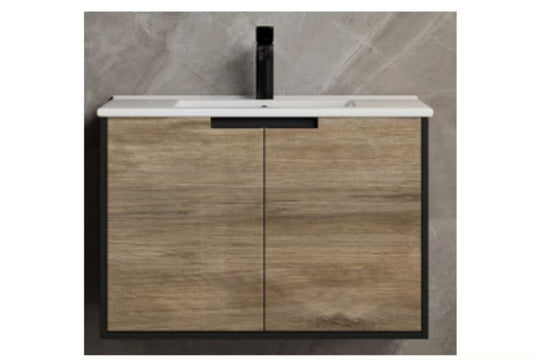 Dusche 2007105WG 75cm Basin Cabinet - (Matt Black W/Wood Gain)