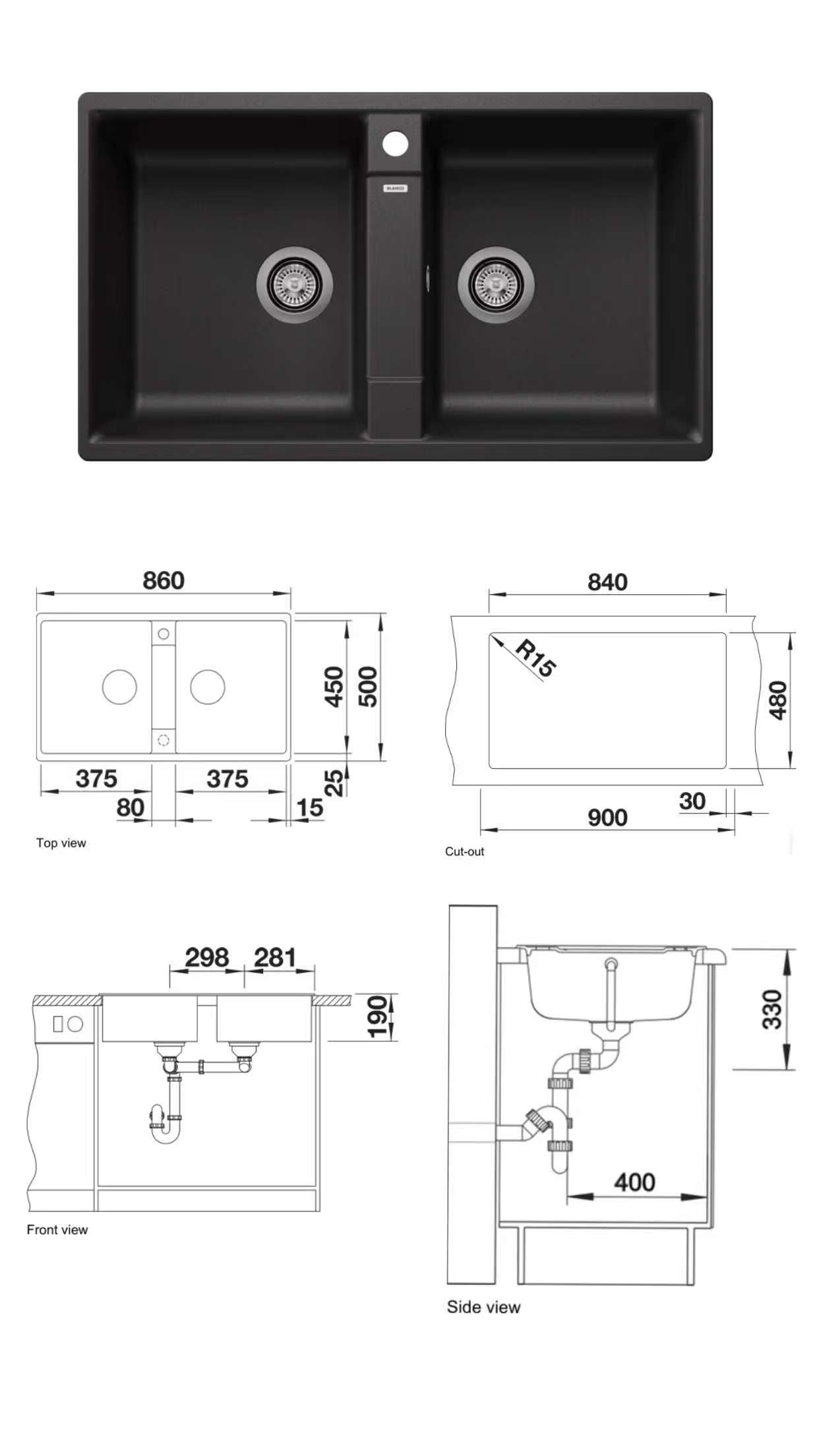 Blanco Zia 9 (Anthracite) Top Mount Kitchen Sink