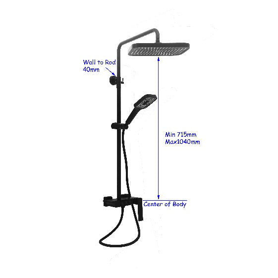 Fidelis FT-7188 Black Piano design Rainshower set