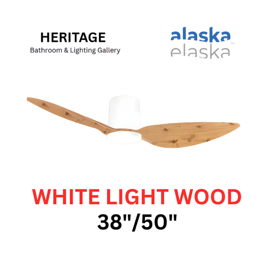 Alaska Aspen III 38"/50" Ceiling Fan With 20W LED RGB (White Light Wood)