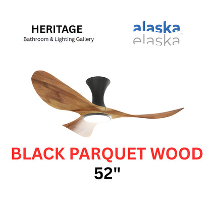 Alaska CURAH 52″ Ceiling Fan With 20W LED RGB (Black Parquet Wood)