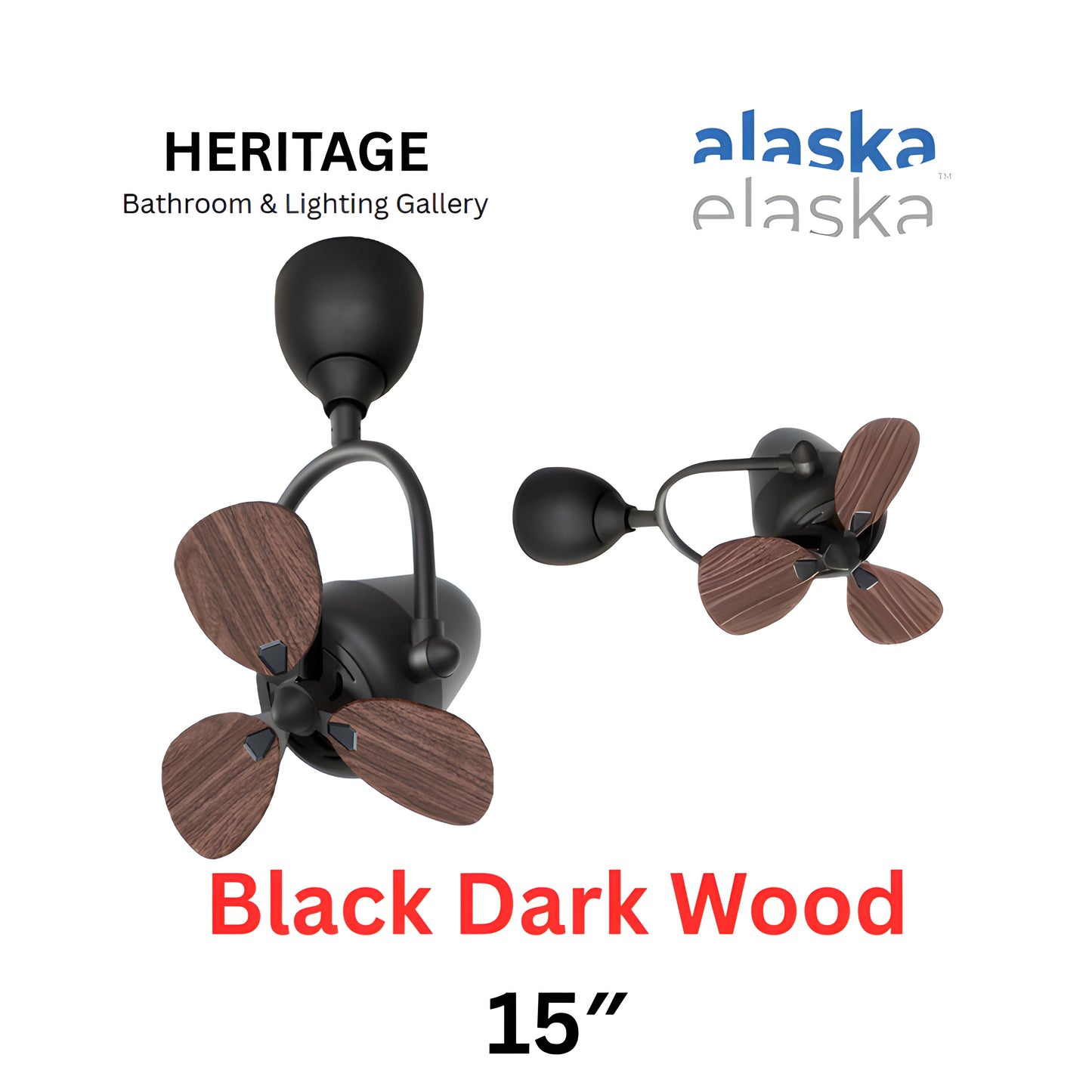 Alaska Eskye 15″ Corner Ceiling Fan (Black Dark Wood)