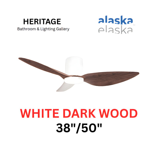 Alaska Aspen III 38"/50" Ceiling Fan With 20W LED RGB (White Dark Wood)